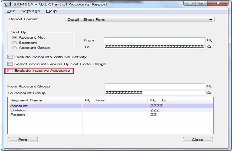 To Sort The Chart Of Accounts By Account Name