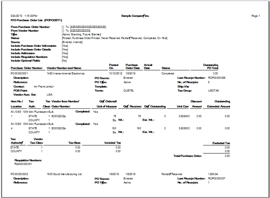 po orders