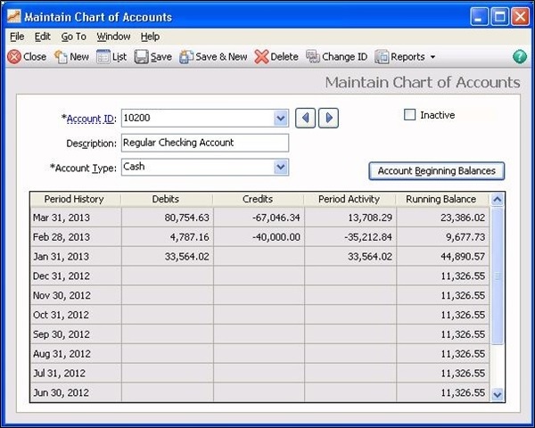 Sage 50 Chart Of Accounts List