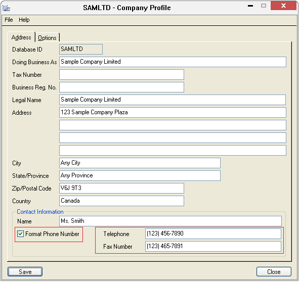 Significance of "Format Phone Number" checkbox of "Company Profile" screen - Sage 300 ERP - Tips ...