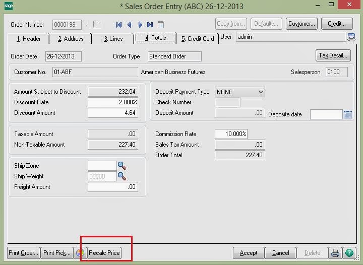 How to Recalculate price in Sales Order Sage 100 and Sage 500 ERP