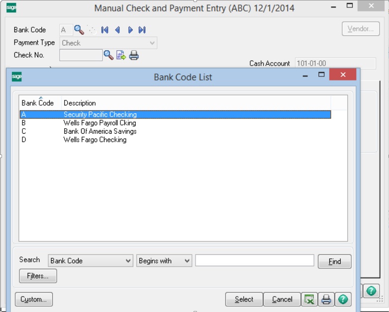 manual check and payment entry