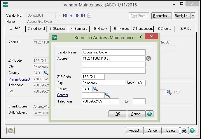 Vendor Maintenance