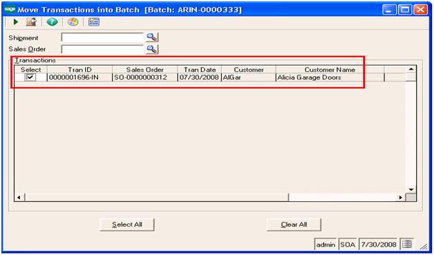 Move transaction into batch