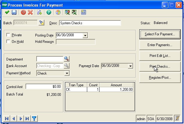 Process invoice /payment