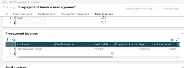 Invoice Prepayment Management