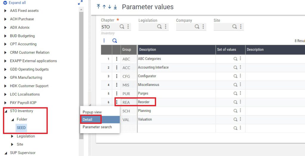 Param values