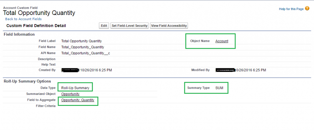 Roll Up Summary field in Account