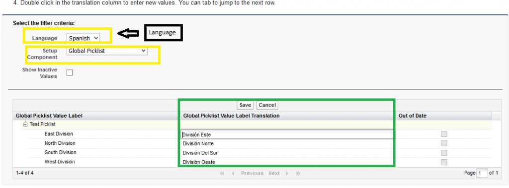 Entering translated value in picklist