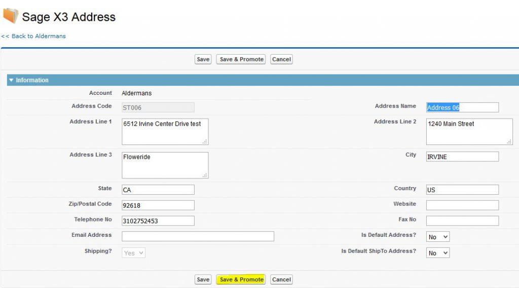 Save and Promote Address