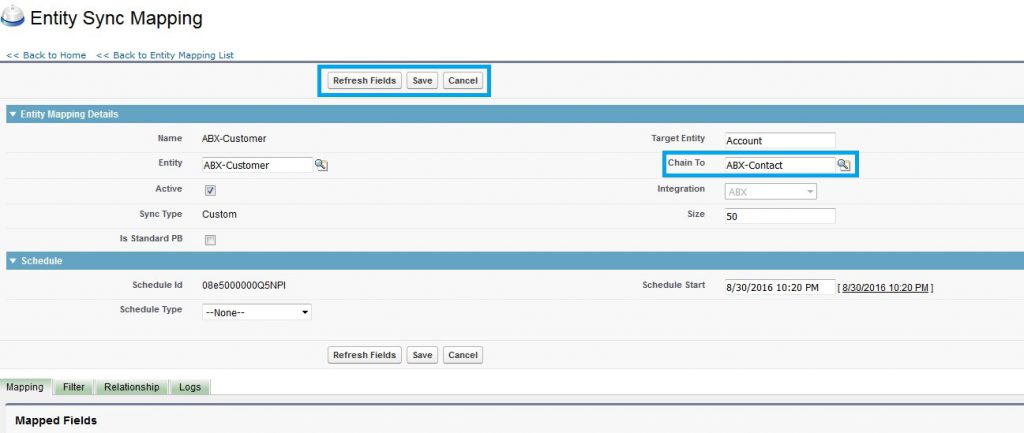 Entity Sync Chain To