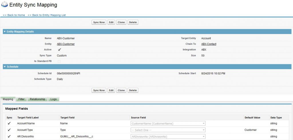 Completed Entity Sync Setting