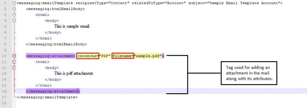code snippet demonstrating adding attachment in the mail