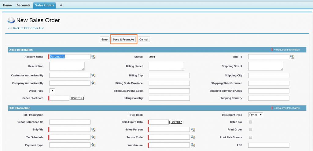 New Sales Order - Sage 100