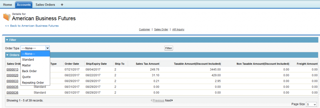 Filter Order by Document Type