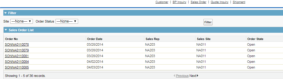 Sales Order Associated with customer