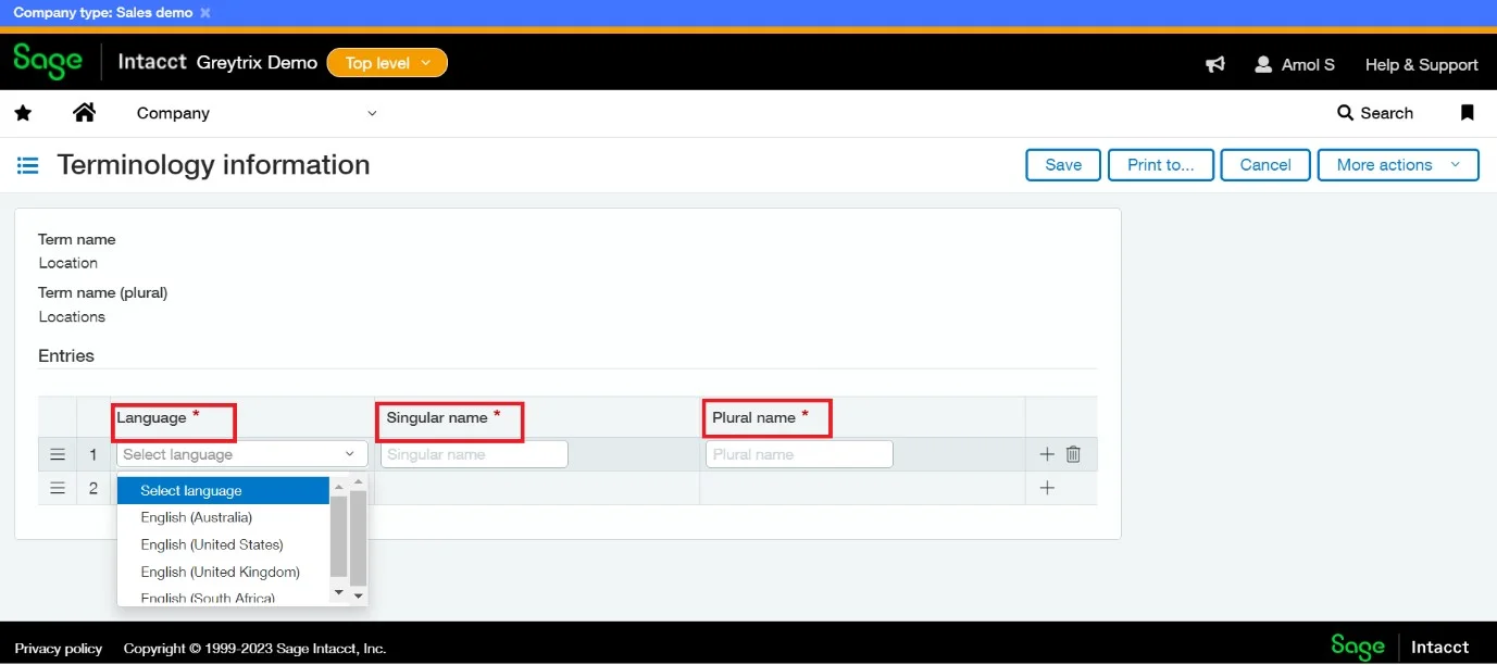 Configuring Terminology in Sage Intacct Image - 4