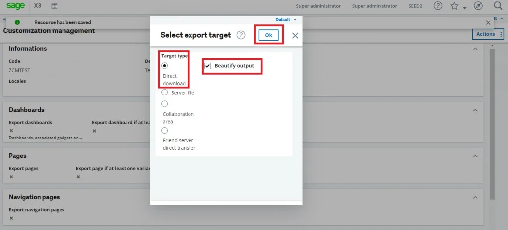 how to export and import landing pages in sage x3 V12 image-3