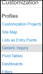 Navigational path for Generic inquiry screen Navigational path for Generic inquiry screen
