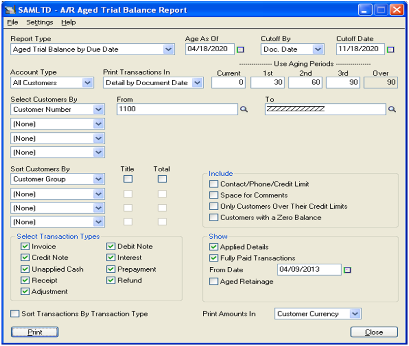 customer transaction and aged trial balance report in sage 300 erp tips tricks components cash on financial statement monthly flow example