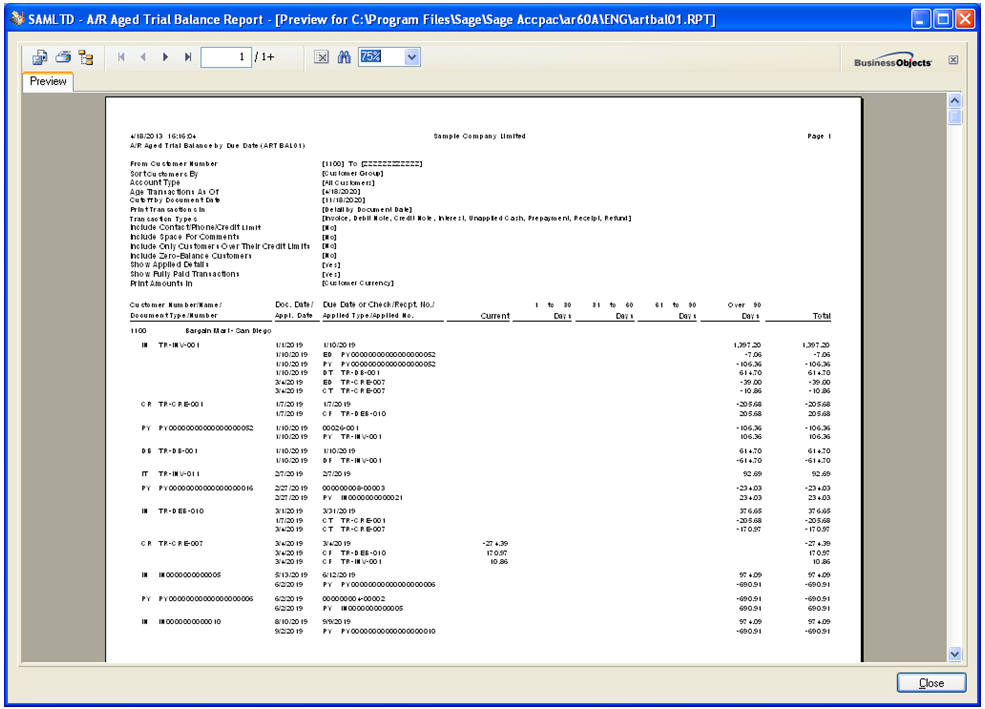 customer transaction and aged trial balance report in sage 300 erp tips tricks components business p&l template accounts receivable statement of cash flows