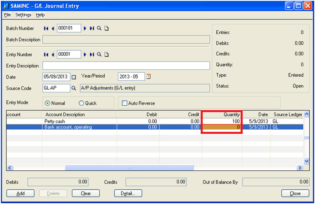 how to make a journal entry in sage 300