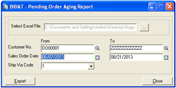 Pending Order Aging Report