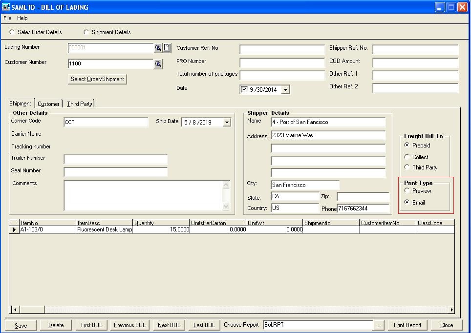 Email BOL reports to specified persons in Sage 300 ERP - Sage 300 ERP – Tips, Tricks and Components