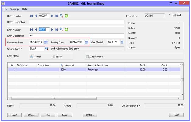 how to make a journal entry in sage 300