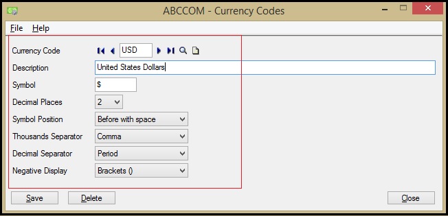 Sage 300 ERP Currency Details