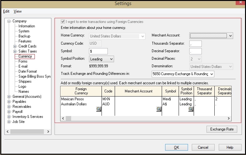 Sage 50 CAD Currencies