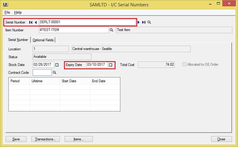 IC Serial number screen