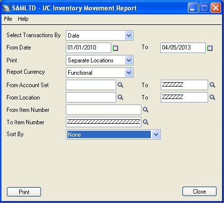 IC Inventory Movement Report