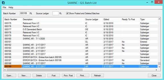 GL Batch List