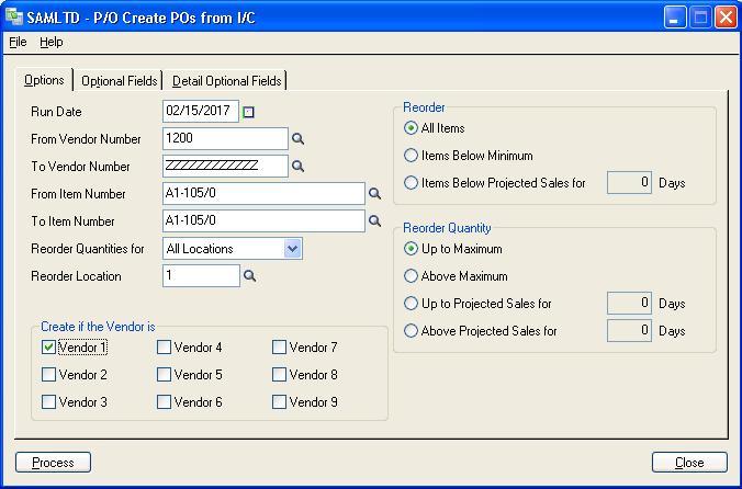 PO Create POs from IC