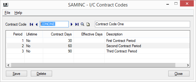 IC Contract code screen