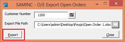 OE Export Open orders