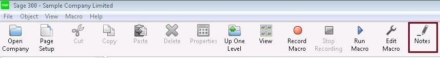 Note icon on toolbar