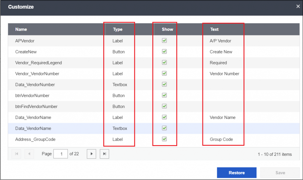 customize option sage 300