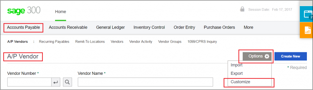 customize screens in Sage 300c