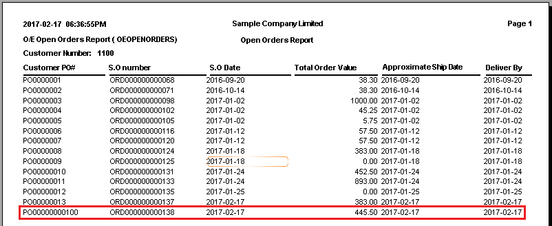 Opening Report