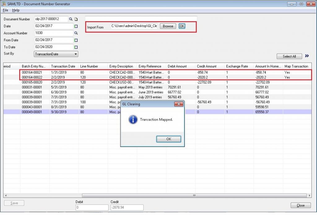 Mass mapping done automatically based on the data in the excel file