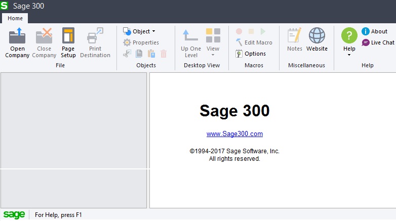 Sage 300 Start Page
