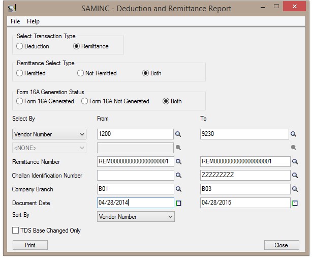 Deduction and Remittance Report UI 