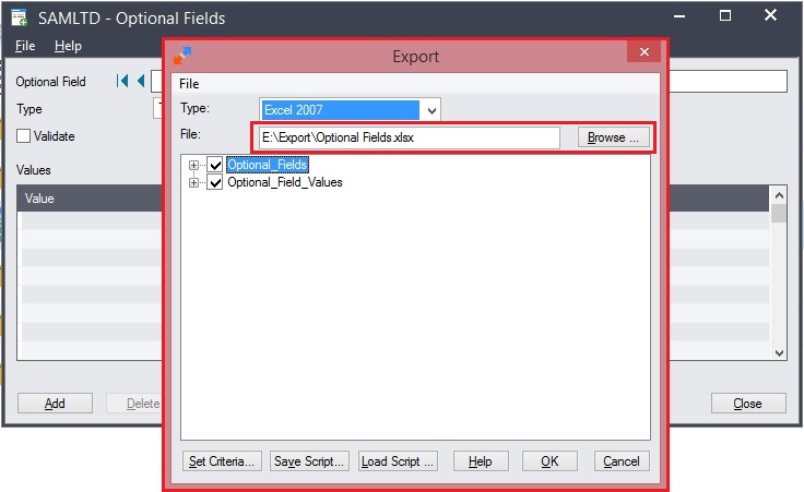 Export Pop up