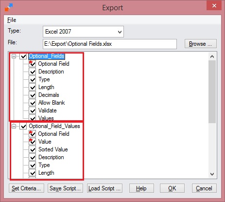 select the particular field to export