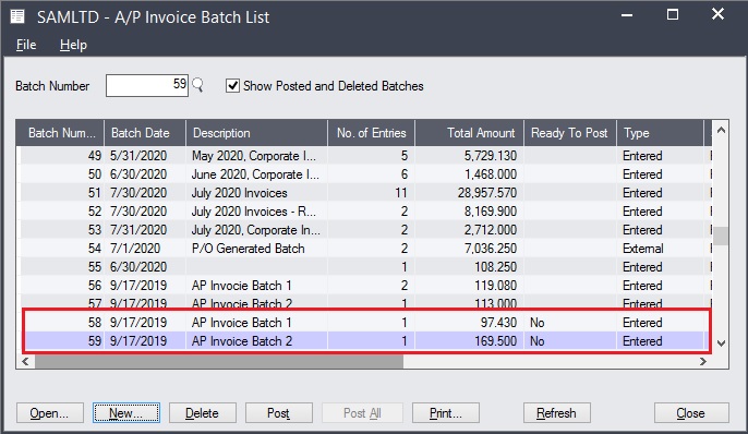 AP Invoice Batch List