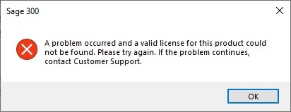 Sage 300 Error Message