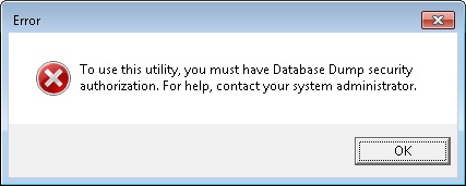 Data dump utility error