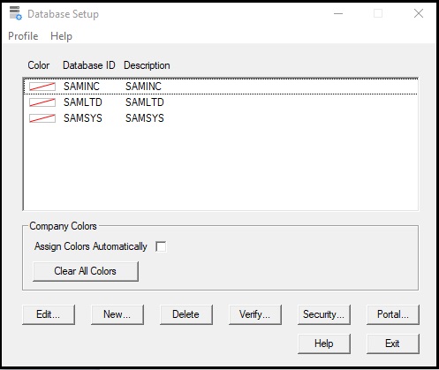 Database setup Database setup